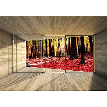 Höstskog 3D Modern Fönster