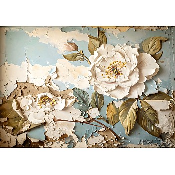 AI-Fototapet Blomstrande Ruin