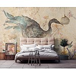 Fototapet "Konst Abstraktion Fågel Blommor" Fototapet Konst Abstraktion Fågel Blommor