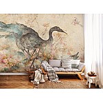 Fototapet "Konst Abstraktion Fågel Blommor" Fototapet Konst Abstraktion Fågel Blommor