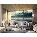 3D Terrace Window Mountain Lake View