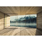 3D Terrace Window Mountain Lake View