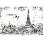 Paris City Drawing with Leaves