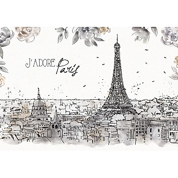 Paris City Drawing with Leaves