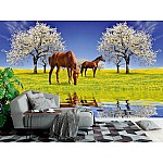 Fototapet hästar och blommande körsbärsträd Fototapet hästar och blommande körsbärsträd