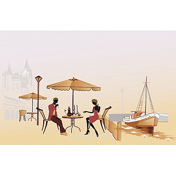 Fototapet gatukafé i staden