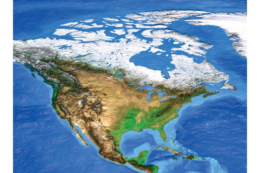 Photo wall mural satellite view of north America