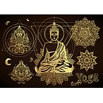 Fototapet "Gyllene Buddha på den svarta bakgrunden"