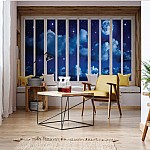 3D Fönstervy: Drömsk Natthimmel