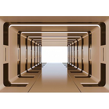 3d tunnel illusion gul fototapet 