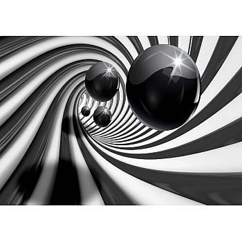 3d virvel tunnel svart bollar fototapet 