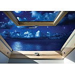 Drömlik natthimmel 3d takfönster fönster visa fototapet 