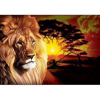 Lejon solnedgång Afrika djur fototapet 