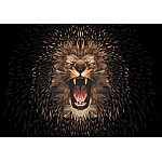 Fototapet Polygon Lejon Mörka Färger