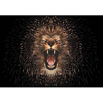 Fototapet "Polygon Lejon Mörka Färger"  