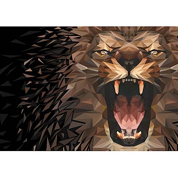 Fototapet "Polygon Lejon Mörka Färger"  
