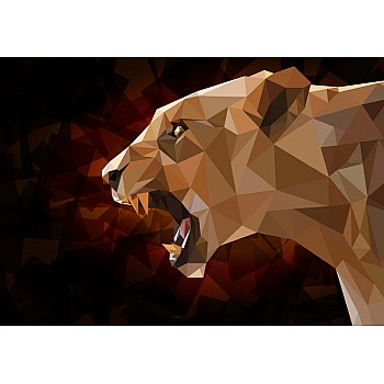 Fototapet "Polygon Lejoninna Mörka Färger"  