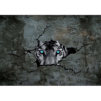 Fototapet "Tiger Hål I Betongvägg 3D Bild"  