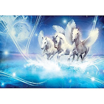 Fototapet "Vingarna Hästar Pegasus Blå"  