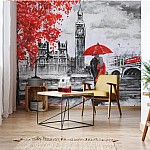 London-Red-Black-White-Art-Painting-Photo-Wallpaper-Mural-