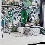 Graffiti street art grönt fototapet