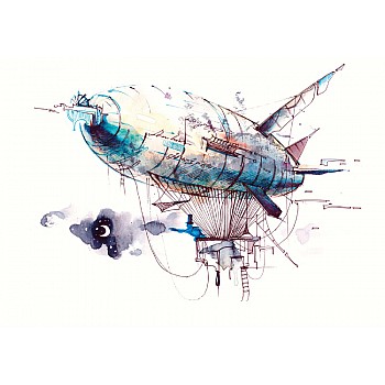Akvarell airship fototapet 