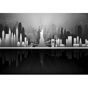 New York City Skyline Black and White Wall Mural 