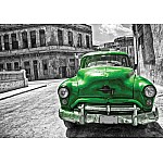 Vintage bil Kuba Havana grön fototapet 