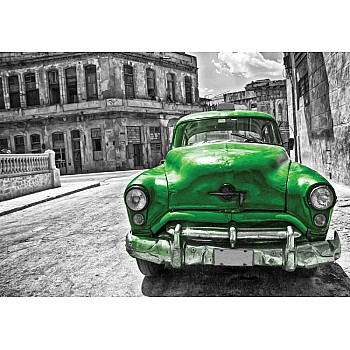 Grön Vintagebil i Havanna
