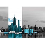 City Skyline Blue Photo Wallpaper Mural 
