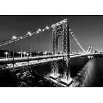 City Skyline Bridge At Night Black And White Photo Wallpaper Mural 