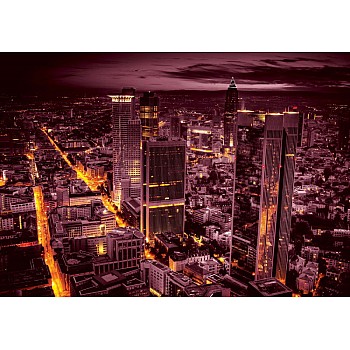 Frankfurt City Skyline At Night Photo Wallpaper Mural 