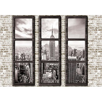 New York City Penthouse Window View Photo Wallpaper Mural 