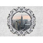 New york city skyline ornamental cirkulär fönster bild fototapet New york city skyline ornamental cirkulär fönster bild fototapet