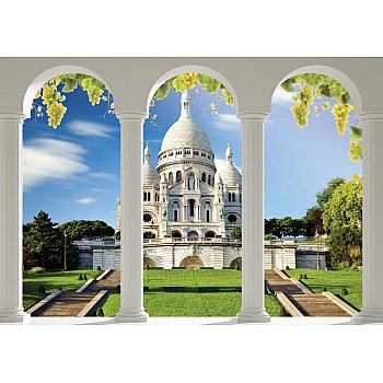 Paris Sacre Coeur 3D Archway View Photo Wallpaper Mural 