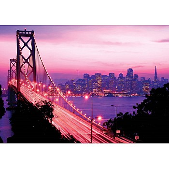 Pink And Purple City Skyline Golden Gate Bridge Photo Wallpaper Mural 