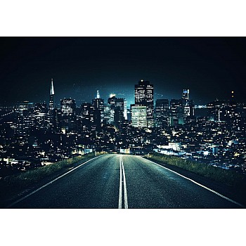 Late Night City Skyline Photo Wallpaper Mural 