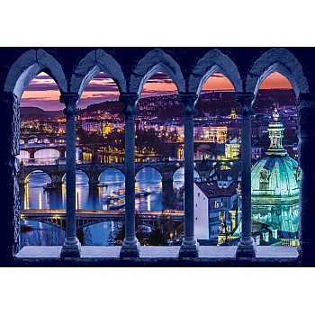 City At Night Stone Archway View Photo Wallpaper Mural 