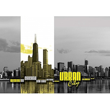 City Skyline Yellow Photo Wallpaper Mural 