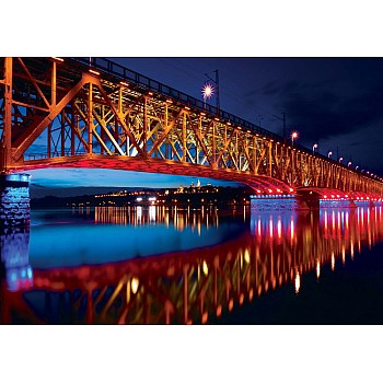 City Bridge Water Reflections At Night Photo Wallpaper Mural 