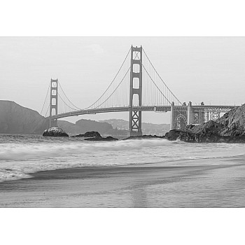 Black And White Golden Gate Bridge Photo Wallpaper Mural 