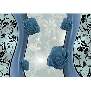 Blågrön & Silver Rosdesign