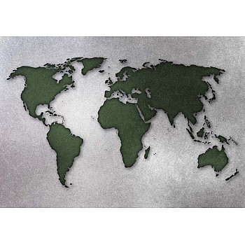 Modern World Map Silver