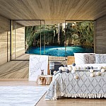 Sjö 3d modern fönster fototapet