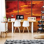 Landskapsfältfönster fototapet Landskapsfältfönster fototapet