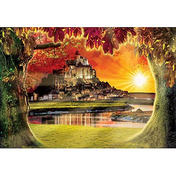 Mont St Michel Castle Sunset Photo Wallpaper Mural 
