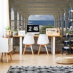 3D Kuststrand Vy Genom Kolonner 3D Kuststrand Vy Genom Kolonner