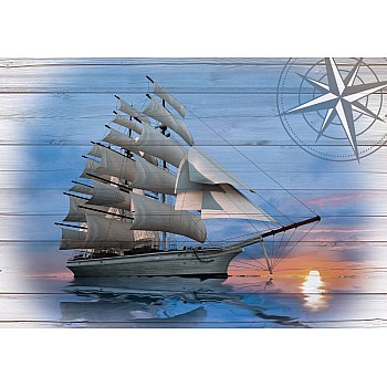 Rustikt Segelfartyg På Träplank