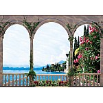 Sjöutsikt Genom Stenbågar