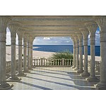 3D Kuststrand Vy Genom Kolonner